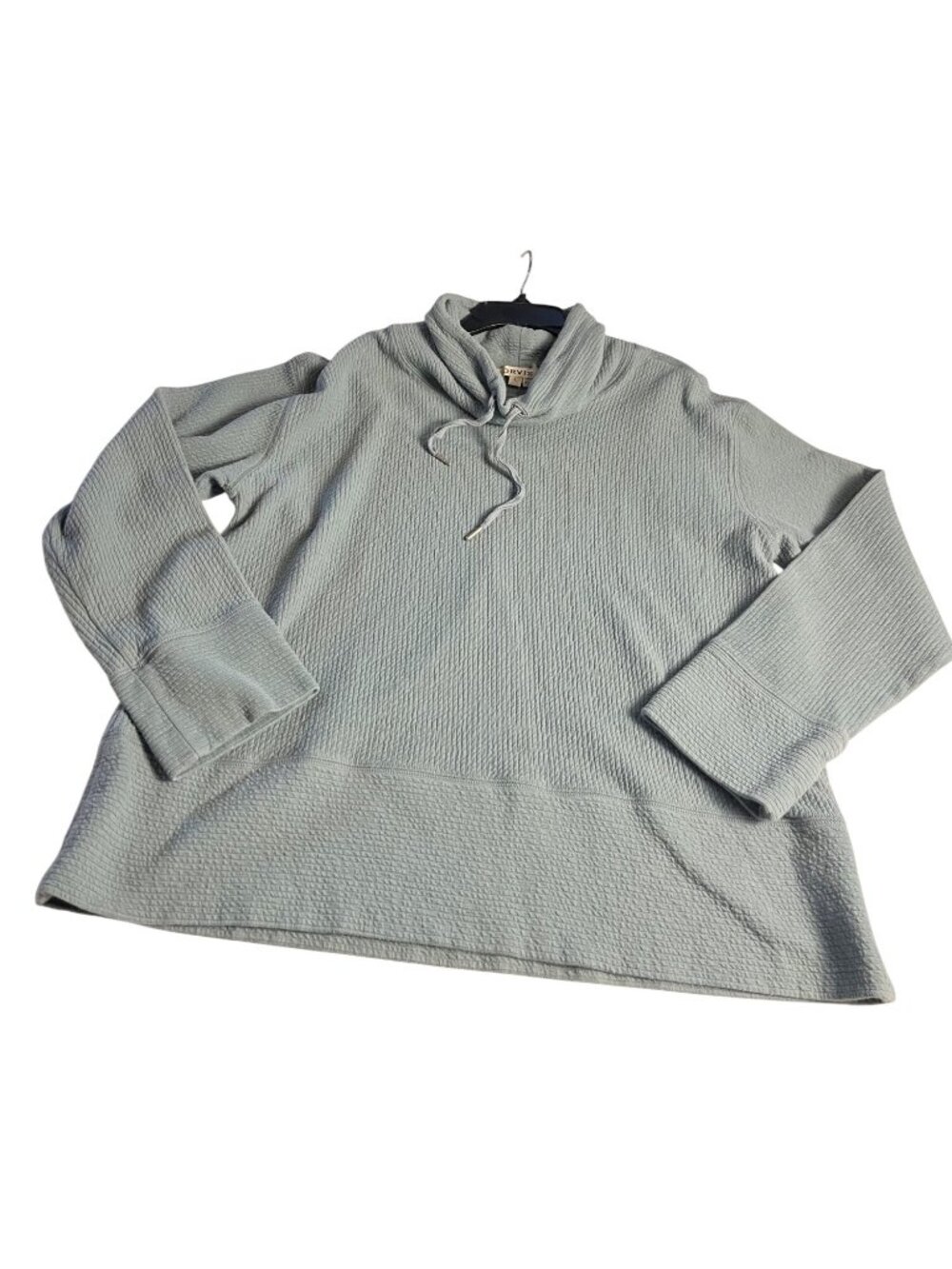Women's Orvis Teal green Long Sleeve Pullover cowl neck L textured comfort Top